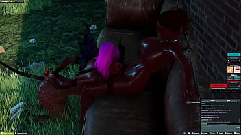 Luna skylar in 3dxchat cleaning female bbc yummy cock and balls in public