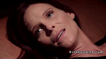 Latex dominatrix paddles busty slave