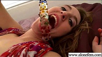 Cute girl fill her holes with all kind of things mov 01