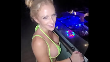 Blonde raver slut takes you to rooftop to suck and fuck you