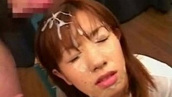 Cute asian teen getting slimed with cum