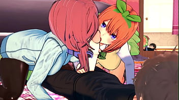 Miku & yotsuba destroyed by just one cock real moans included
