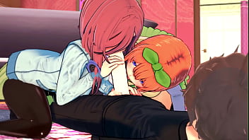 Miku & yotsuba destroyed by just one cock real moans included