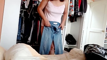 I dress in jeans to please my stepson who masturbates and cums in my ass