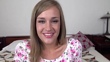 April brookes cute 19 yo blonde all natural girl next door pov blowjob and gets huge messy facial