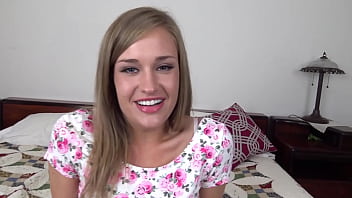 April brookes cute 19 yo blonde all natural girl next door pov blowjob and gets huge messy facial