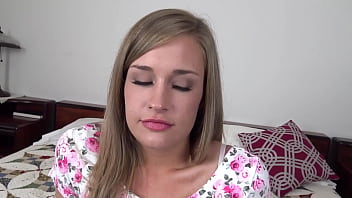 April brookes cute 19 yo blonde all natural girl next door pov blowjob and gets huge messy facial