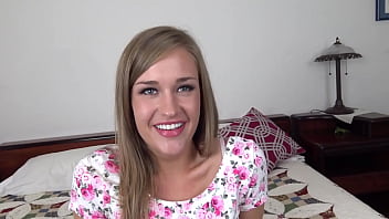 April brookes cute 19 yo blonde all natural girl next door pov blowjob and gets huge messy facial