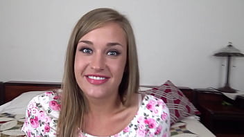 April brookes cute 19 yo blonde all natural girl next door pov blowjob and gets huge messy facial