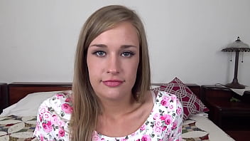 April brookes cute 19 yo blonde all natural girl next door pov blowjob and gets huge messy facial