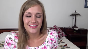 April brookes cute 19 yo blonde all natural girl next door pov blowjob and gets huge messy facial