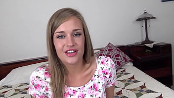 April brookes cute 19 yo blonde all natural girl next door pov blowjob and gets huge messy facial