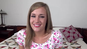 April brookes cute 19 yo blonde all natural girl next door pov blowjob and gets huge messy facial