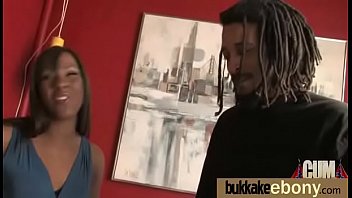 Ebony cum slut hottie bukkake party 14