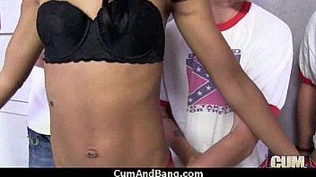 Interracial group blowjob from a ebony slut 3