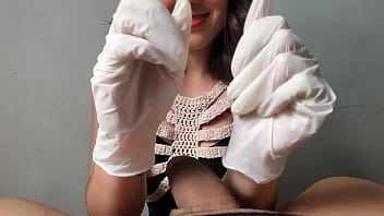 Handjob with medical gloves and cumplay whispering and quiet voice pov