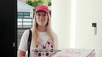 Pizza delivery girl offers complimentary nuru massage