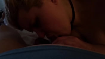 My cock being sucked by cute blonde