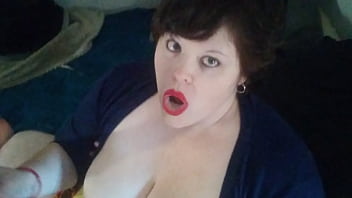 Betty reddd sucks a dildo and plays with her tits