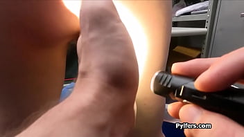 Not so innocent blonde gags and fucks for stealing a dress