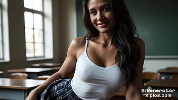 Asian school female naked in classroom with perfect big tits and wet pussy ai generated