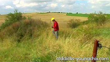 Old man watching naked blonde