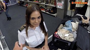Latina stewardess pawns her pussy and fucked in the toilet