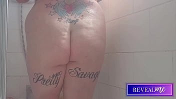 Revealme curvy babe's steamy shower masturbation with water jet