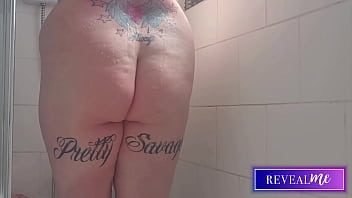 Revealme curvy babe's steamy shower masturbation with water jet