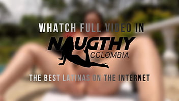 Beautiful latina with a big ass masturbates by the pool