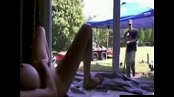 Step sister squirts while her brother works outside Step sister squirts while her brother works outside