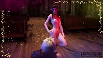 Naughty aerith in sexy lingerie thanks cloud for help with hot striptease