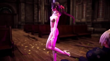 Naughty aerith in sexy lingerie thanks cloud for help with hot striptease