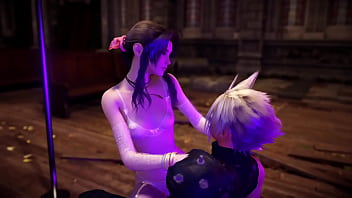 Naughty aerith in sexy lingerie thanks cloud for help with hot striptease