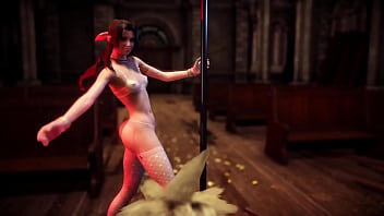 Naughty aerith in sexy lingerie thanks cloud for help with hot striptease