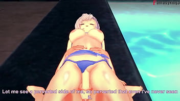 Belfast bikini sex on the public pool 2 azur lane full & pov on sheer & fantasyking3