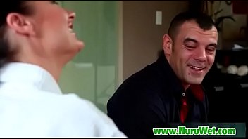 Beautiful asian masseuse gets her pussy licked during massage 20