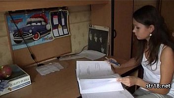 Tight small tit slut banged on the couch