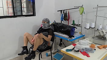 Indian seamstress masturbates deliciously in the clothing workshop