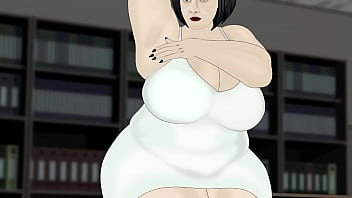 Bbw massage butt in white dress in office