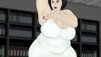 Bbw massage butt in white dress in office