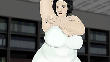 Bbw massage butt in white dress in office