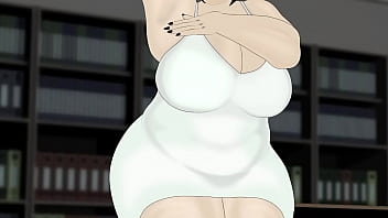 Bbw massage butt in white dress in office