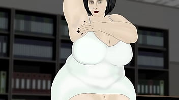 Bbw massage butt in white dress in office