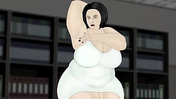 Bbw massage butt in white dress in office