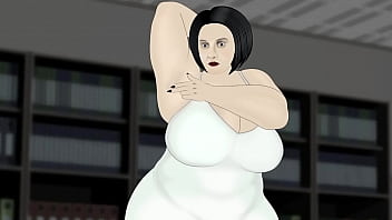 Bbw massage butt in white dress in office