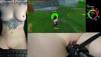 Naked gamer girl plays tropical monster girls hentai survival game