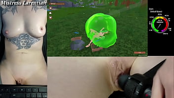 Naked gamer girl plays tropical monster girls hentai survival game