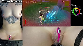 Naked gamer girl plays tropical monster girls hentai survival game
