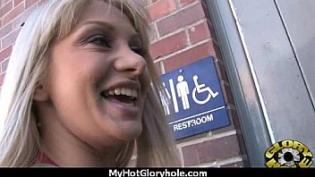 Babe sucks and fucks black cock at gloryhole 7